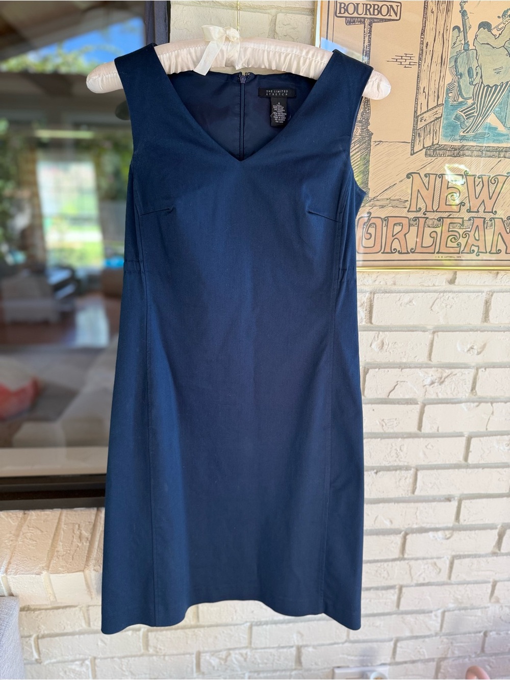 The Limited Navy V-Neck Sleeveless Sheath Dress